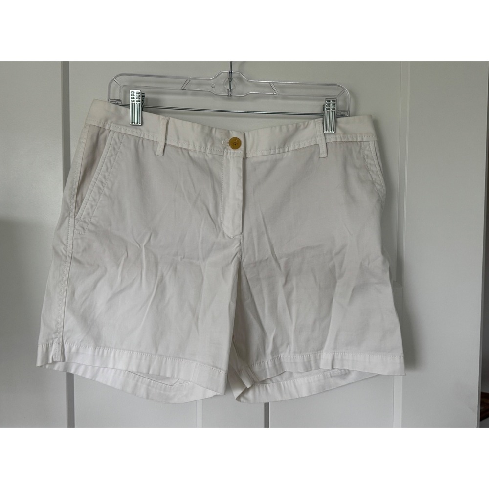 Talbots White Relaxed Chino Shorts Womens 10P Petite Cotton Stretch Mid Rise